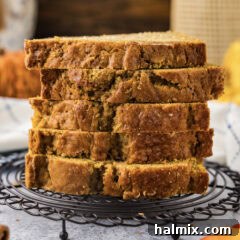 Stack of Pumpkin Banana Bread slices