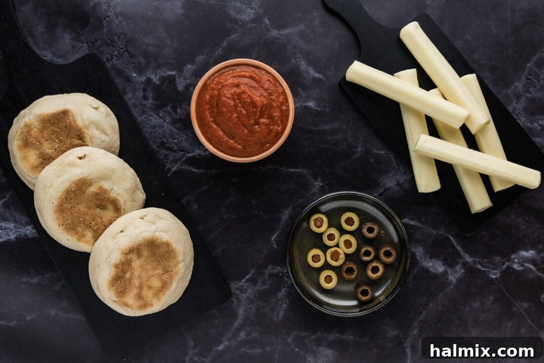 Ingredients for Mini Mummy Pizzas
