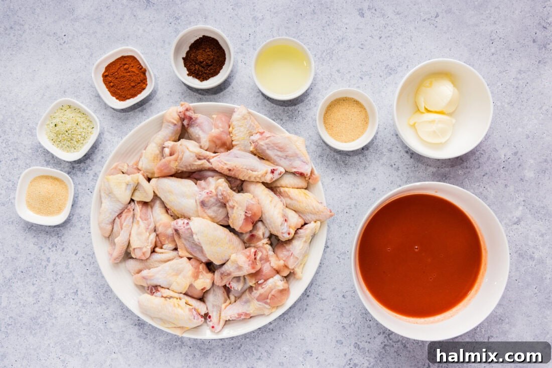 Ingredients for Buffalo Chicken Wings