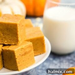stack of pumpkin pie fudge