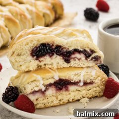 Stack of two slices of Braided Breakfast Danish