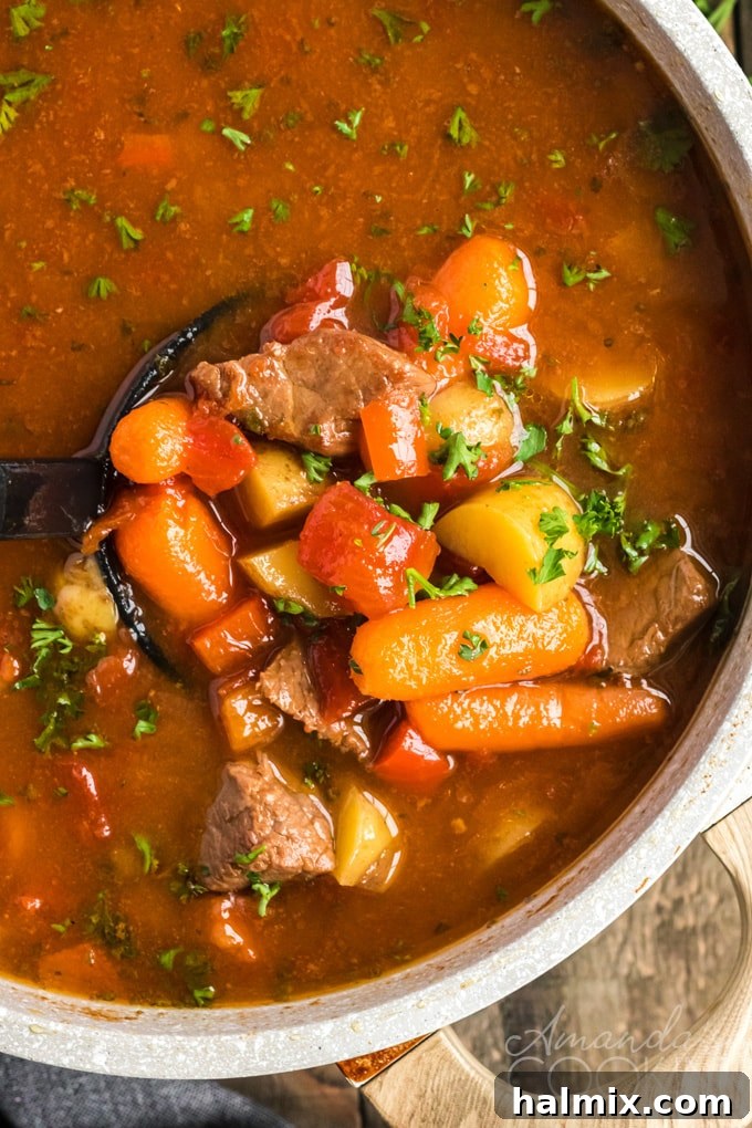 goulash stew in a pan