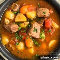 overhead photo of goulash