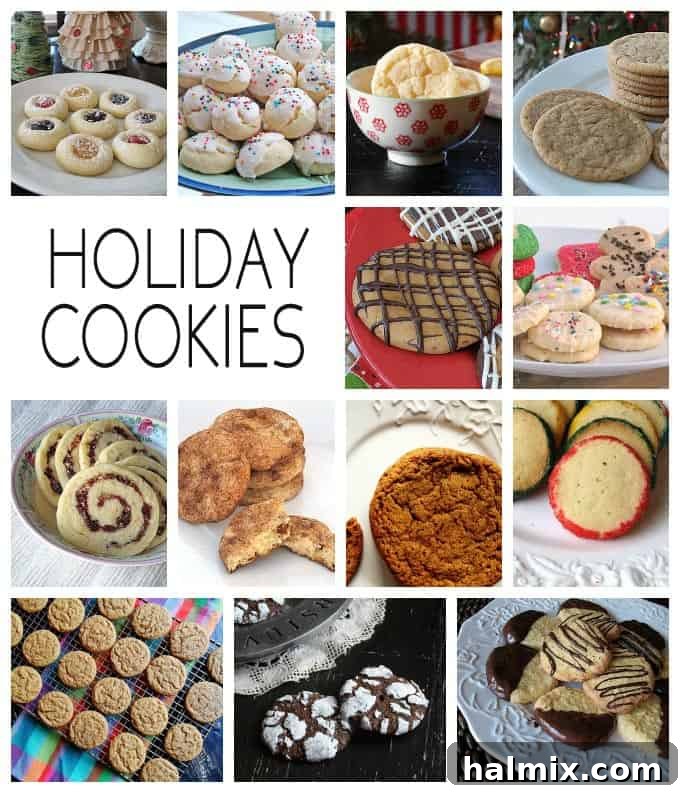 A diverse collage of baked cookies, featuring various shapes, colors, and textures, hinting at the extensive recipe collection available.