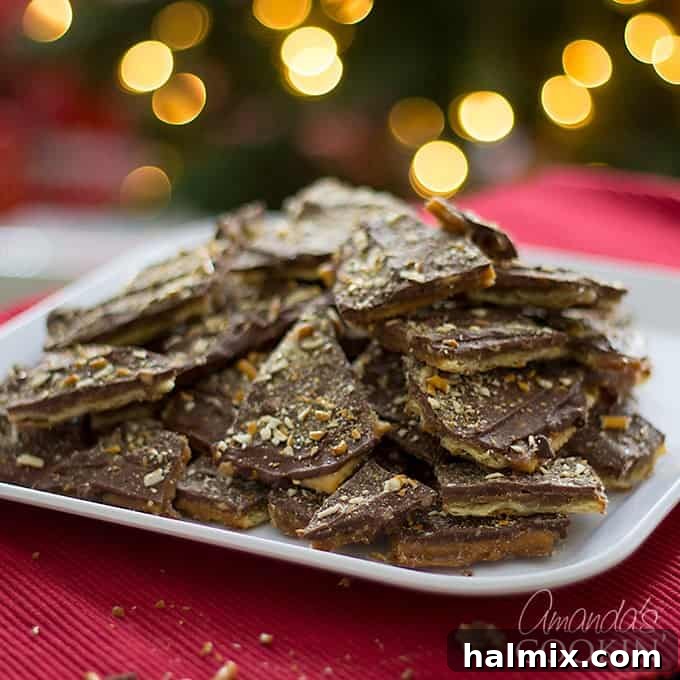 Christmas Crack - Saltine Toffee with pretzels on top, packaged for gifting