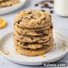 Stack of Orange Chocolate Chip Cookies