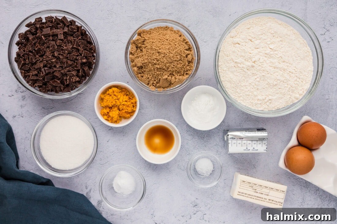 Ingredients for Orange Chocolate Chip Cookies