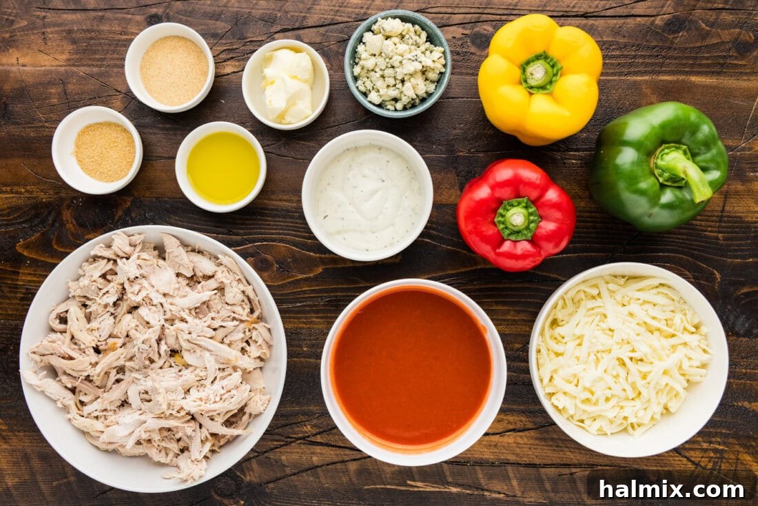 Zesty Buffalo Chicken Bell Pepper Bake 4 Ingredients for Buffalo Chicken Stuffed Peppers