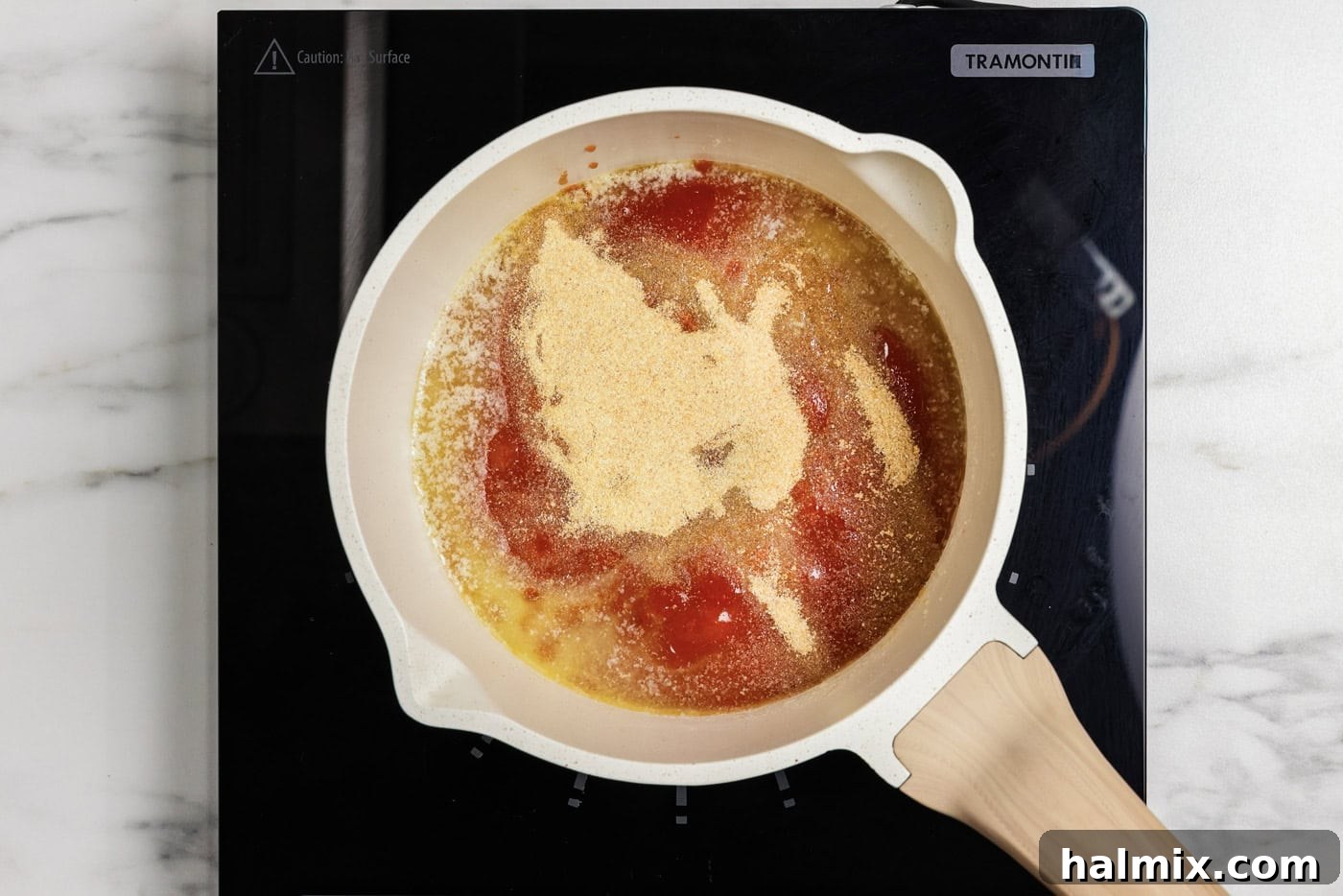 Zesty Buffalo Chicken Bell Pepper Bake 6 Hot sauce, garlic and onion powder, and butter in a saucepan