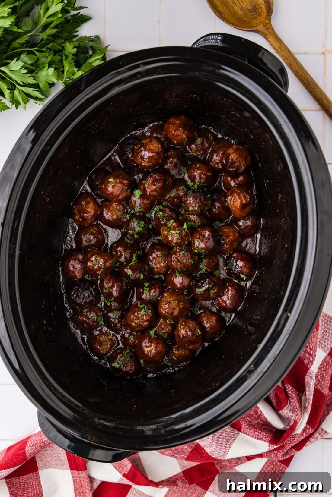 Crockpot of BBQ Meatballs