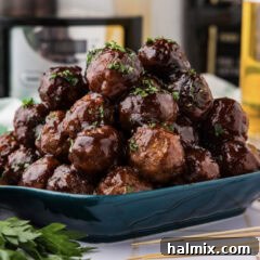 Close up photo of a pile of BBQ Meatballs