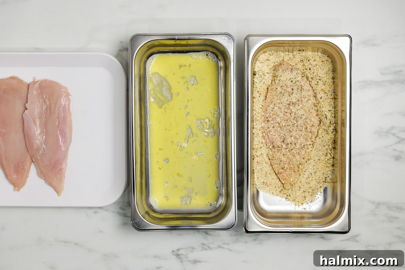 Crispy Parmesan Chicken 6 Chicken breast coated in parmesan and breadcrumb mixture