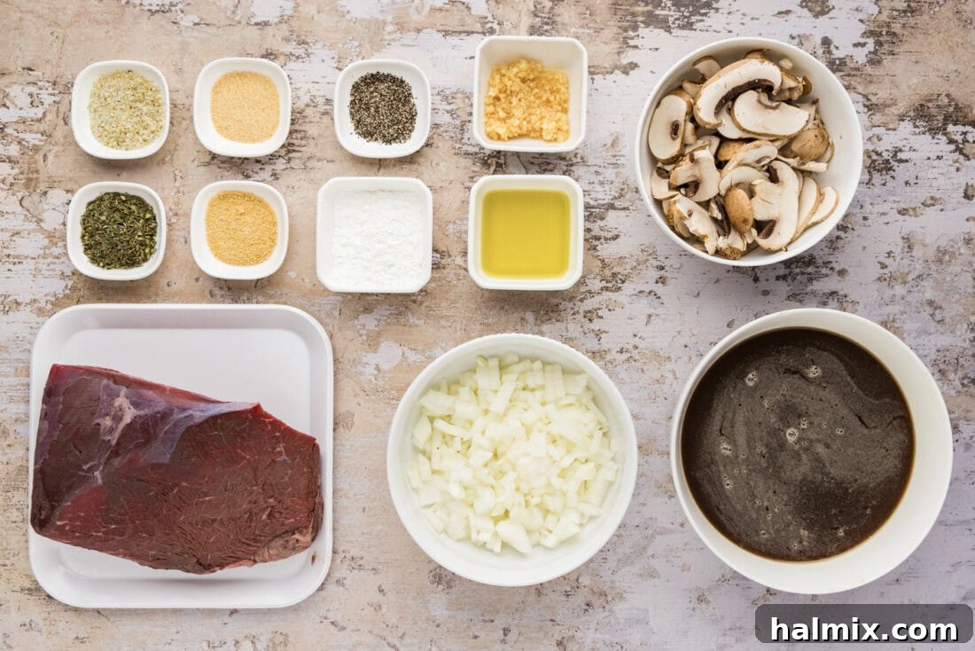 Ingredients for Crockpot Beef Tips and Gravy