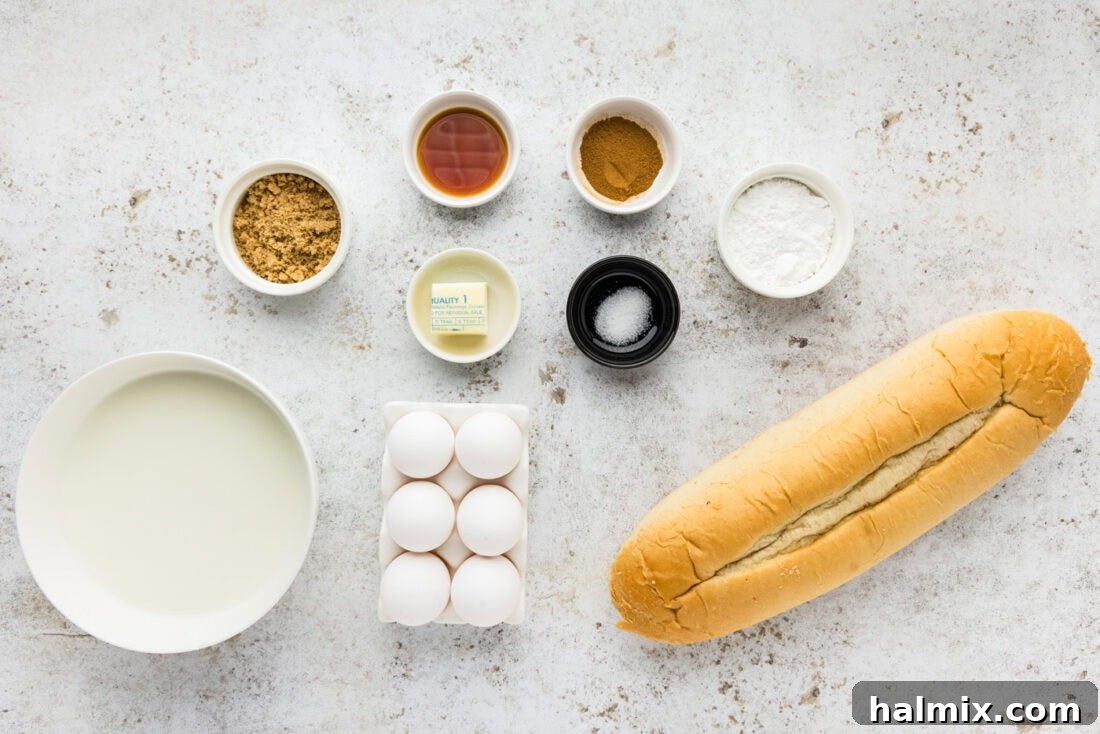 Baked French Toast Delight 4 A collection of fresh ingredients laid out for French Toast Casserole