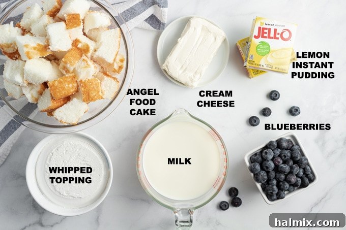 ingredients needed to make lemon blueberry trifle