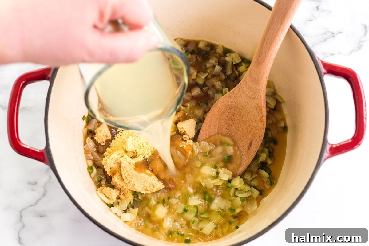 adding sugar and other ingredients to pan