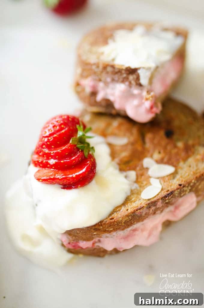 This French toast is stuffed with sweet strawberries and cream filling. Turn your usual breakfast into something amazing - Strawberry Stuffed French Toast! French toast with strawberries and cream cheese
