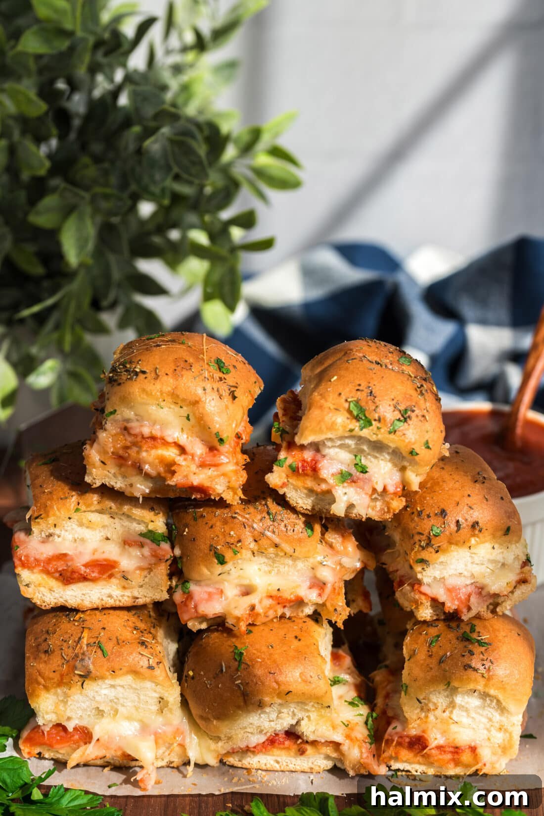 Cheesy Pizza Buns 2 Stack of Pizza Sliders