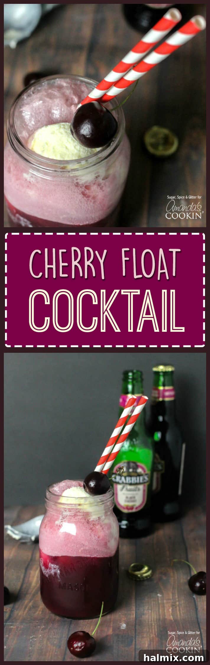 A photo of a cherry float cocktail.