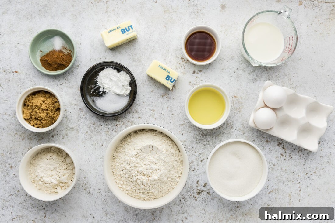 Ingredients for Cinnamon Streusel Muffins