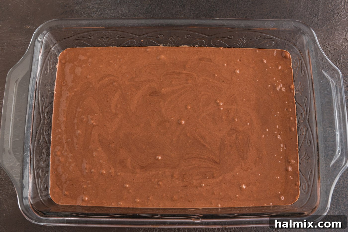 Enchanted Chocolate Pumpkin Cake 6 prepared devils food cake mix in a baking dish