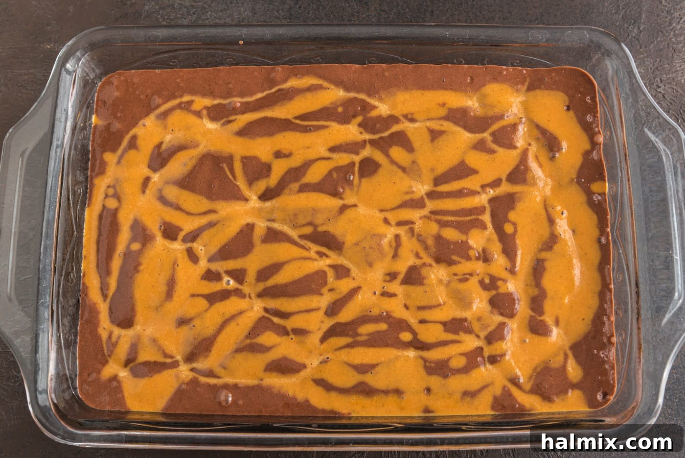 Enchanted Chocolate Pumpkin Cake 10 pumpkin pie mixture drizzled over chocolate cake mix