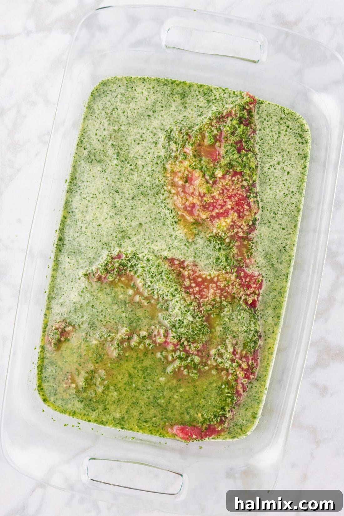 Carne Asada Marinade in a 13x9 dish