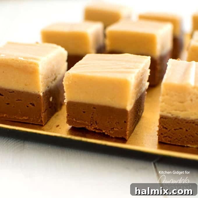 layered fudge on a plate