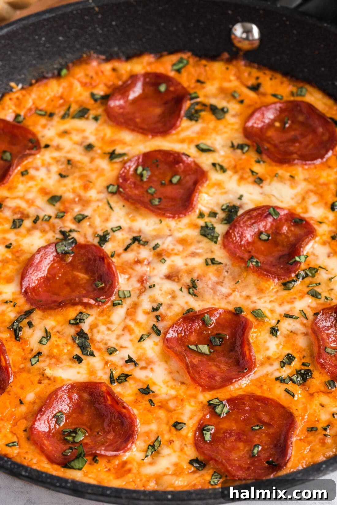 close up of pizza dip