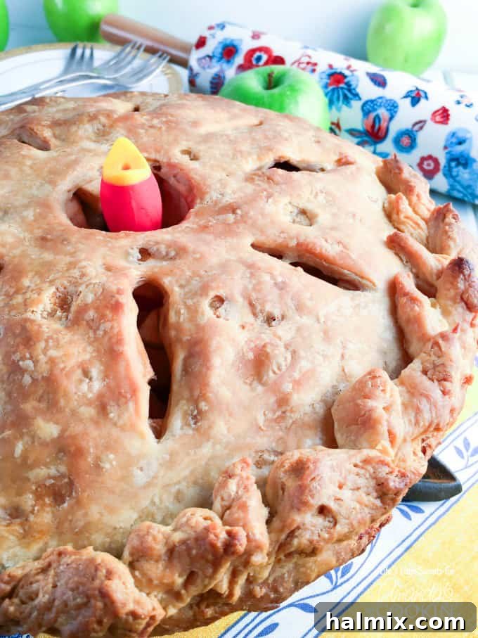 A step-by-step image showing how to make homemade apple pie from scratch, possibly showing apples being mixed.