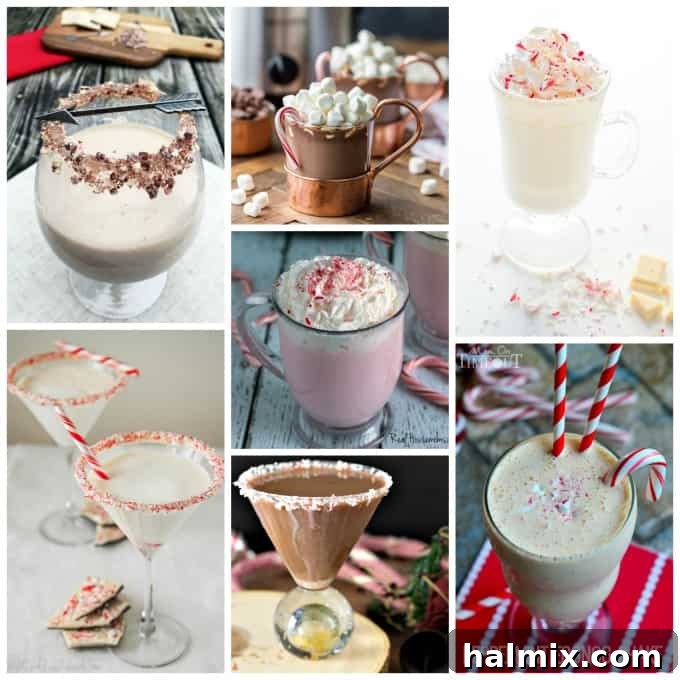 A festive spread of peppermint and candy cane holiday drinks.