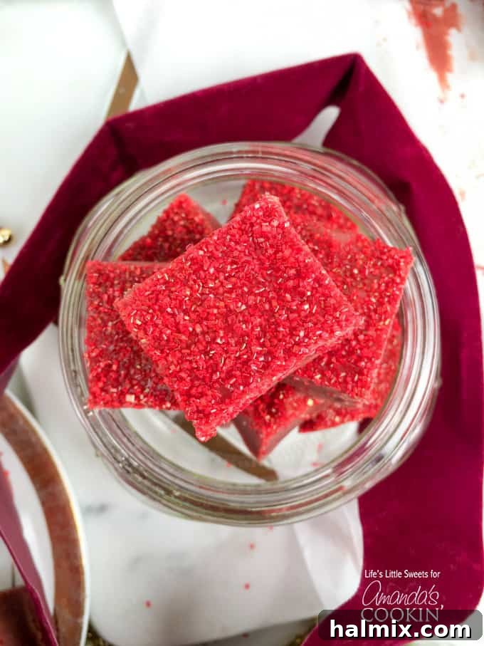 An overhead photo of red velvet fudge squares.