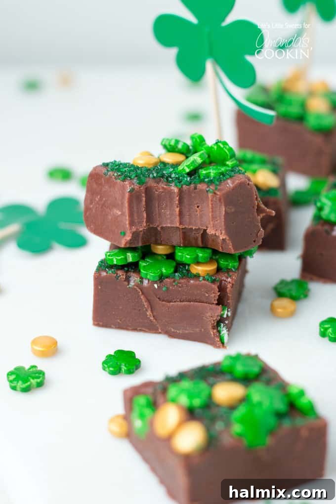 Baileys Irish Cream Chocolate Fudge squares on a plate