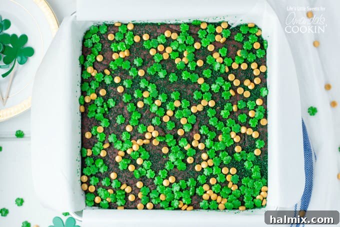 Baileys Irish Cream Chocolate Fudge with festive candy sprinkles