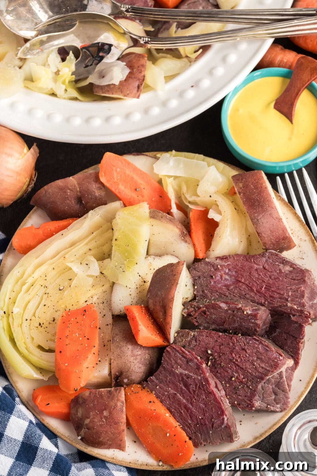 Plate of Corned Beef & Cabbage