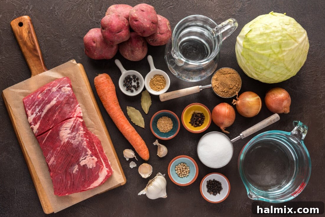 Ingredients for Corned Beef & Cabbage