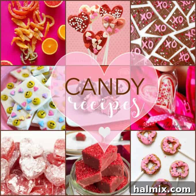 Dazzle your Valentine with a variety of delicious homemade candy recipes Assortment of homemade Valentine's Day candies like fudge, truffles, and lollipops