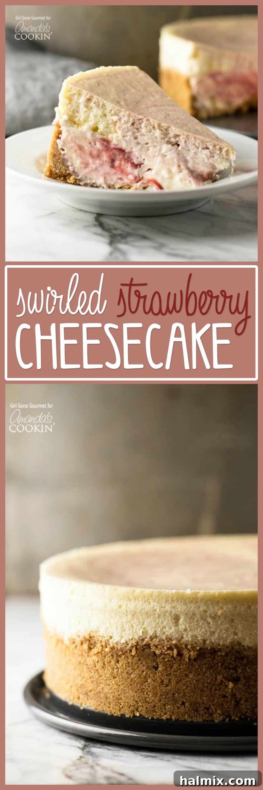 Velvet Strawberry Swirl Cheesecake 7 Strawberry Swirl Cheesecake