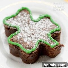 A close-up of a delicious shamrock shaped brownie, beautifully baked for St. Patrick's Day