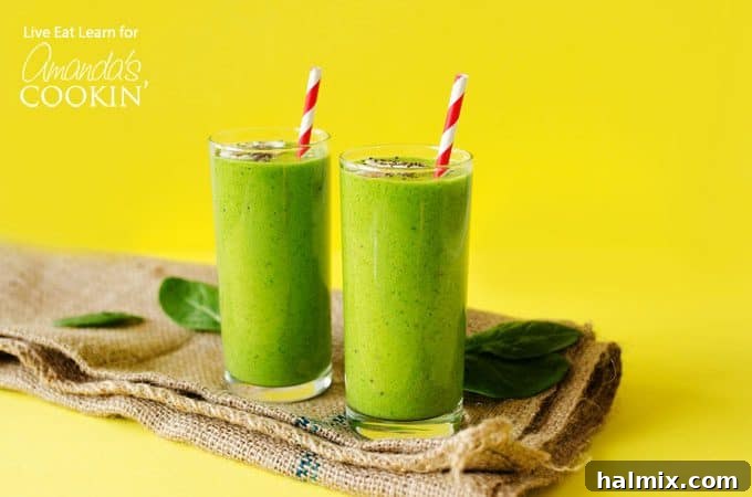 Green Smoothie Fundamentals 2 Assortment of fresh green smoothies served in glasses with colorful paper straws on a yellow background, highlighting healthy eating.