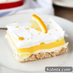 Close up photo of Lemon Lush on a plate