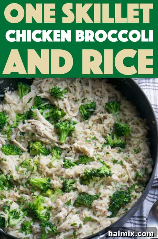 Skillet Chicken, Broccoli & Rice: A delicious and creamy one-pan dinner for busy weeknights.