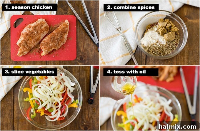 chicken fajitas - step photos for making this recipe