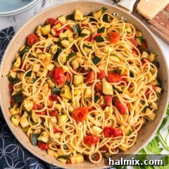 Skillet of Simple Zucchini Tomato Pasta