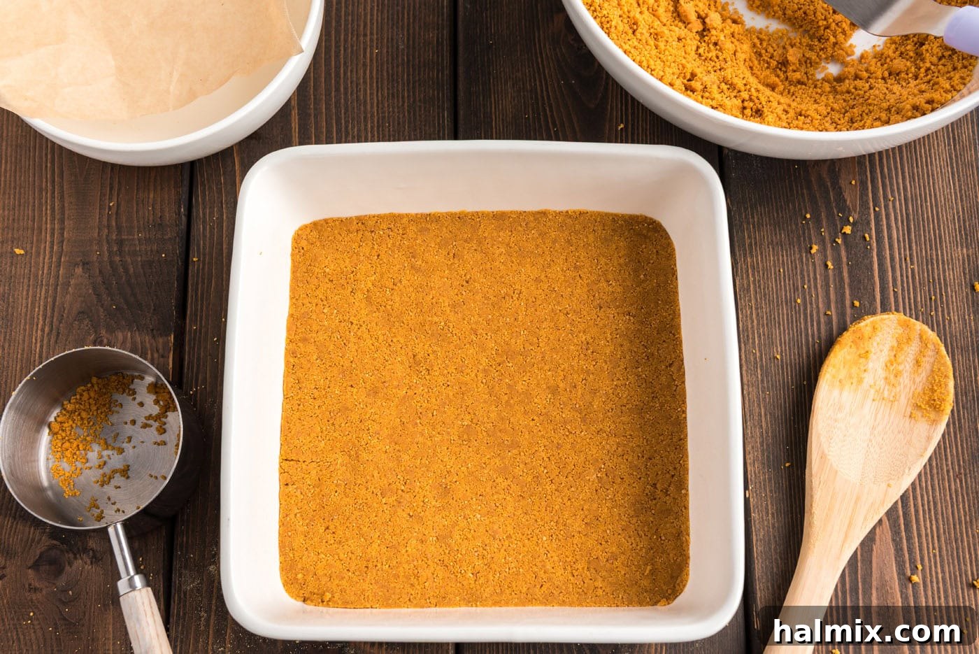 graham cracker crust in a pan