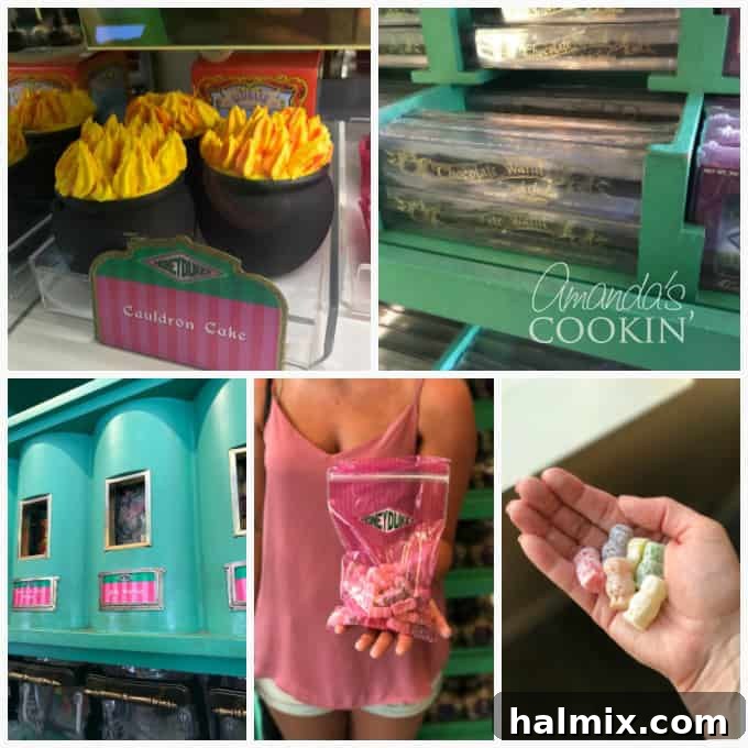 Fun foods at Universal - cauldron cakes, Honeydukes jelly babies, chocolate wands...