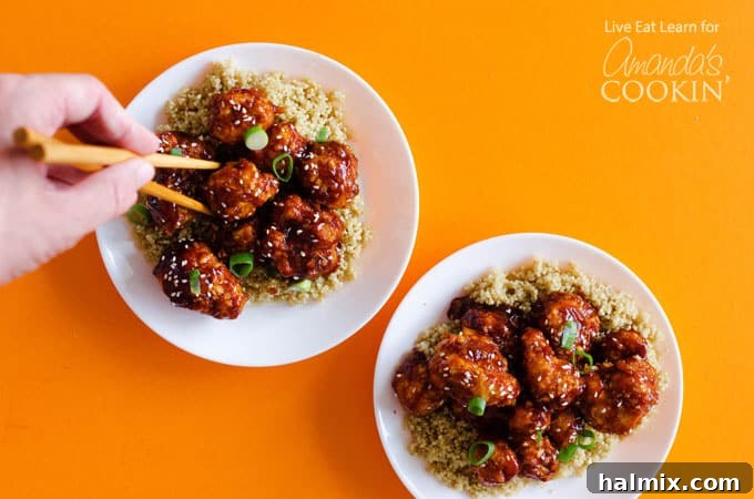 Chopstick grabbing General Tso's Cauliflower