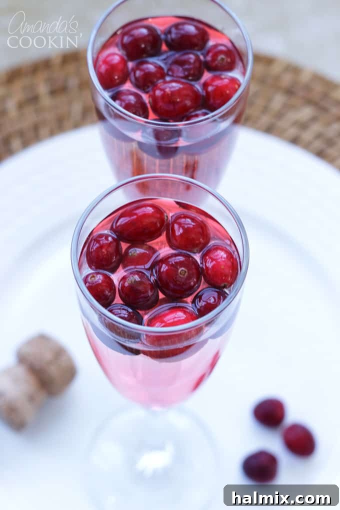 cranberry in a champagne flute