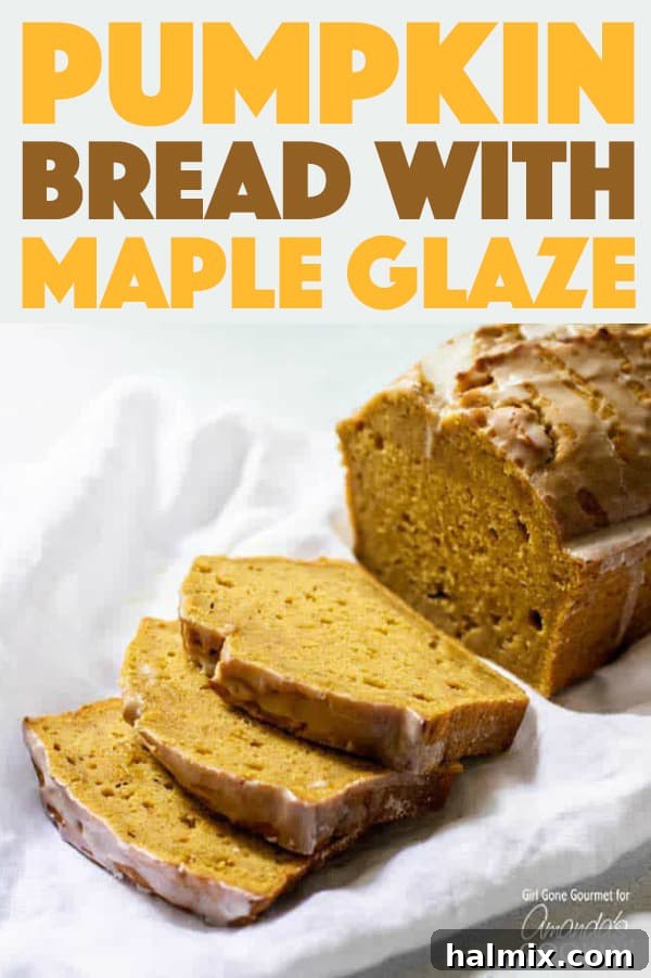 This pumpkin bread is an easy baking project to jump-start the fall season. The maple glaze drizzled on top makes a great treat for breakfast or dessert. #pumpkin #pumpkindessert #bread #maple #glaze #fallrecipes #falldessert #quickbread #thanksgiving Pumpkin Bread with Maple Glaze