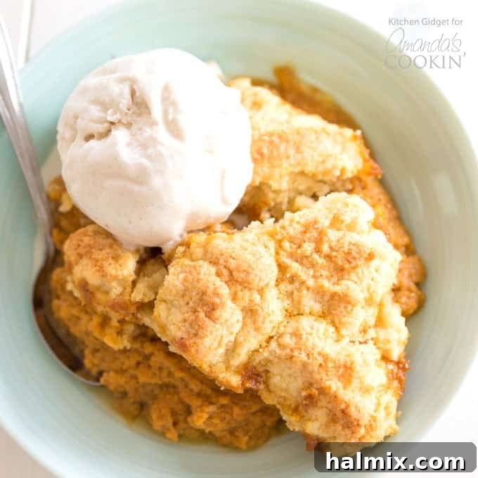 A bowl of pumpkin cobbler